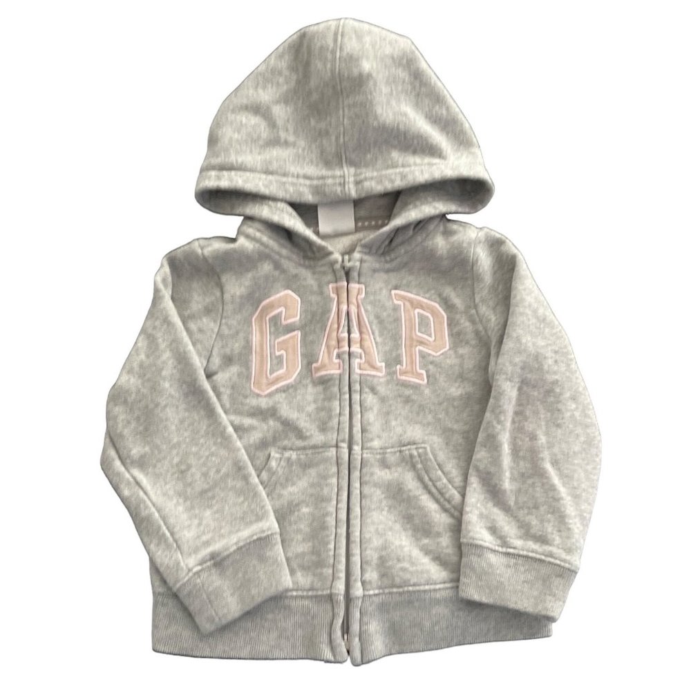 Baby Gap Toddler Size 2 Years Heather Gray Gap Logo Hoodie Full Zip Sweatshirt